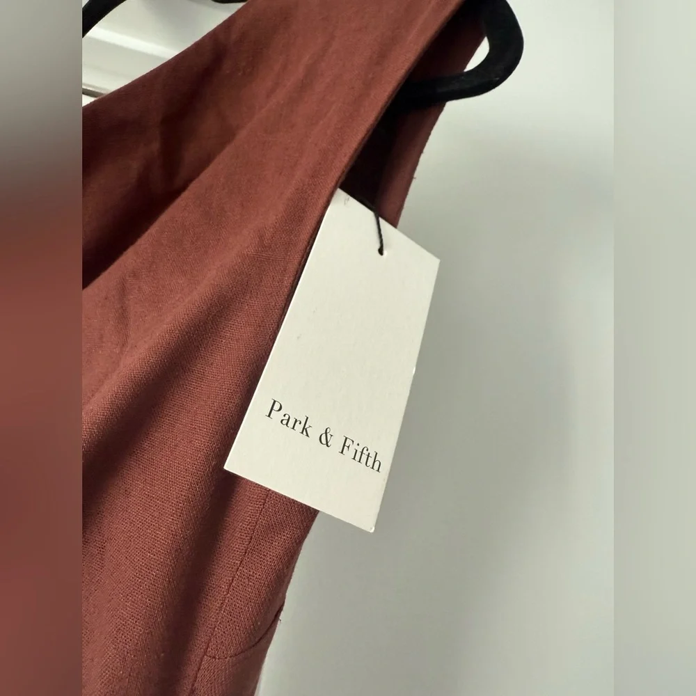 NWT Park & Fifth Linen Blend Brown Asymmetrical Midi Dress - Picture 6 of 15